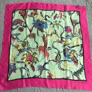 NWOT Balenciaga Rosabotanica sheer silk floral scarf 26x26”